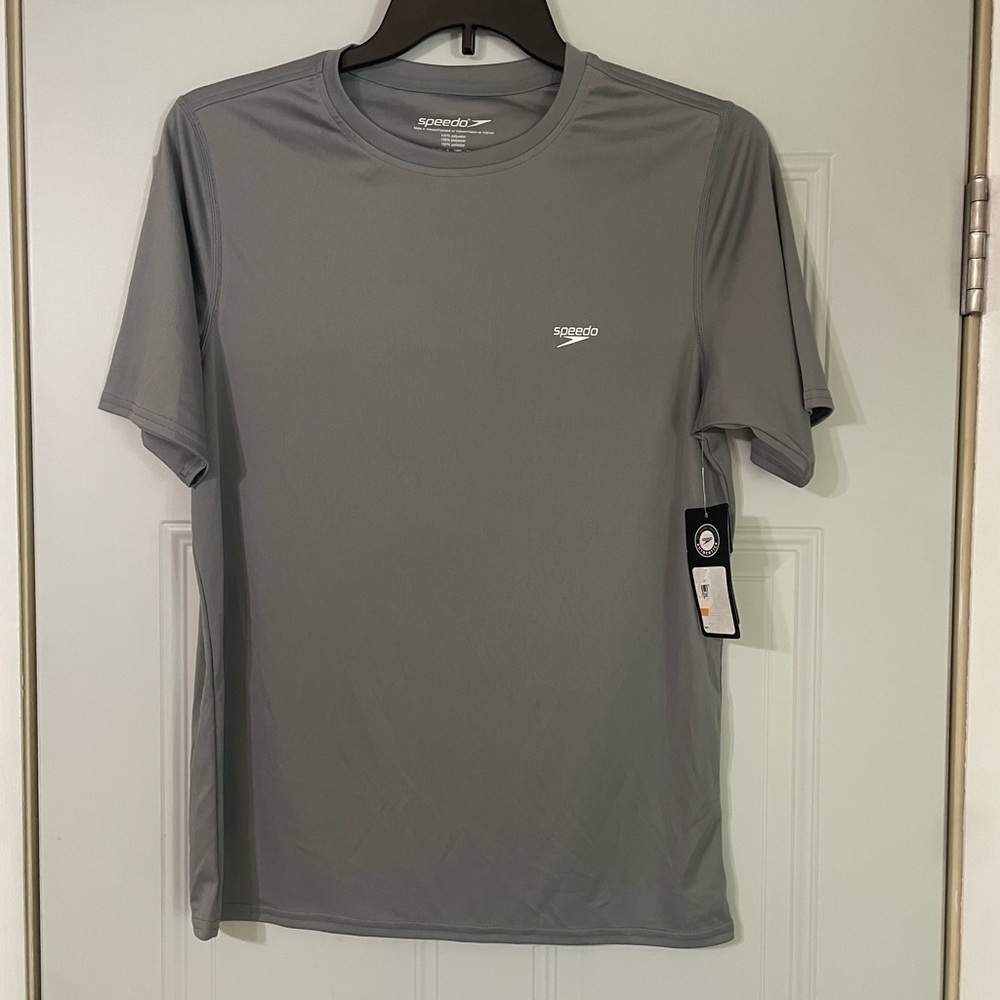 Speedo UPF 50+ Gray Swim Shirt Men's Size Medium Beach Pool Outdoor Summer